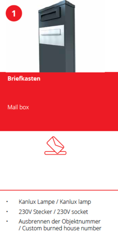 Pfosten mit integrierter Briefkasten für Komfort Varianten